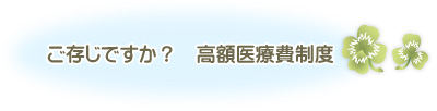 ご存じですか?高額医療費制度